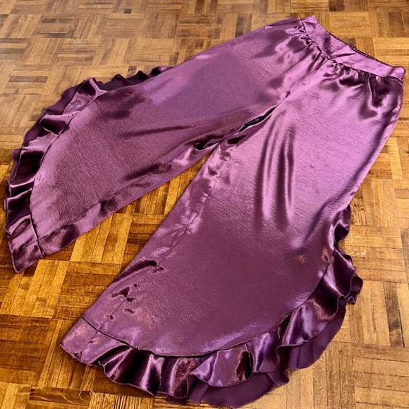 Free People Chasing Love Ruffle Satin Pajamas - Picture 7 of 11